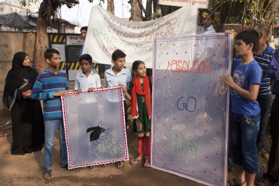 Mosquito group presentation under the banyan tree in Mariamma Nagar