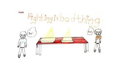 Vivek's first design for a 'debating not fighting' table