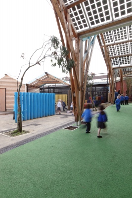 Connection is made between the new sheltered play space and the wider playground.